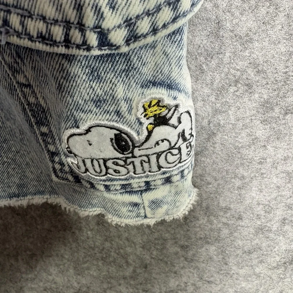 Justice Stone Wash Snoopy Collab Short Overalls‎ Girls Size 7